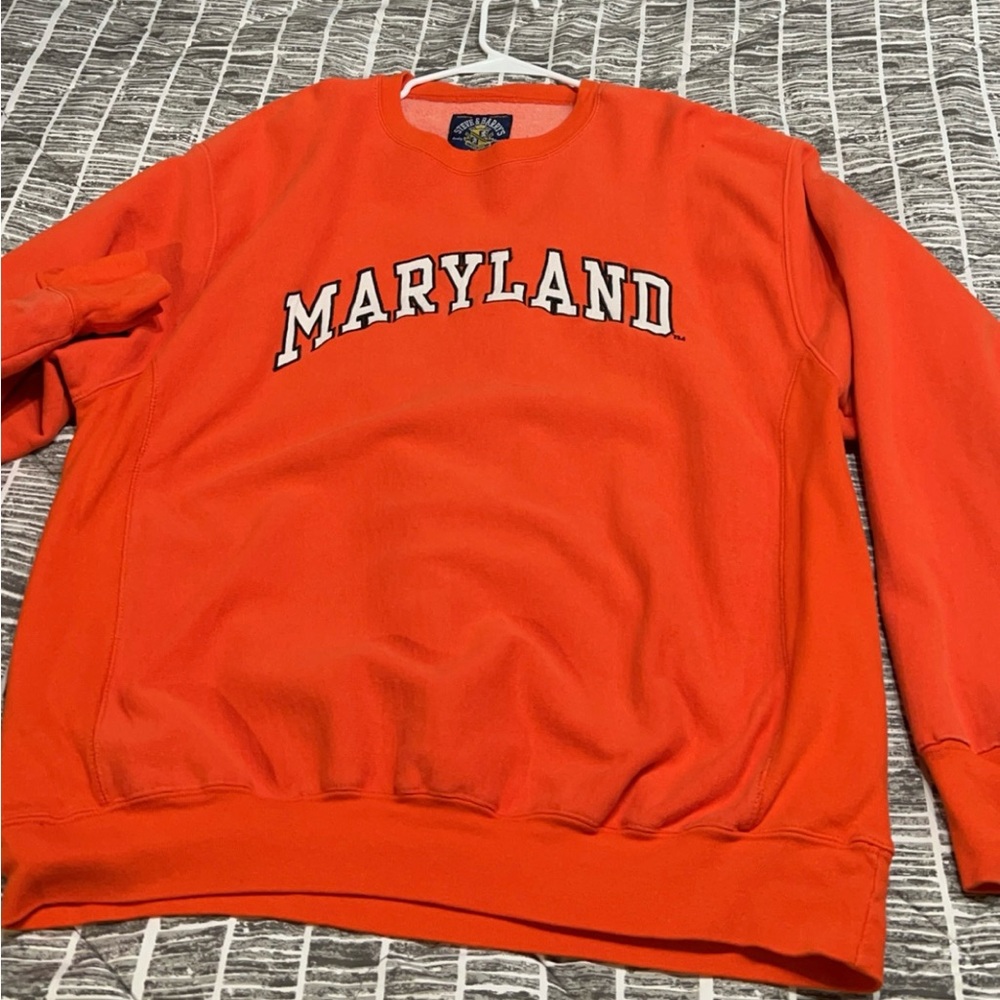 Steve & Barry's Orange Crew Neck Sweatshirt with Maryland Print